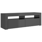 NNEVL TV Cabinet with LED Lights High Gloss Grey 120x35x40 cm