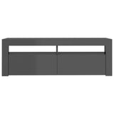 NNEVL TV Cabinet with LED Lights High Gloss Grey 120x35x40 cm