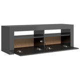 NNEVL TV Cabinet with LED Lights High Gloss Grey 120x35x40 cm