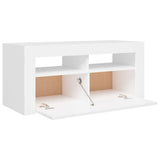 NNEVL TV Cabinet with LED Lights White 90x35x40 cm