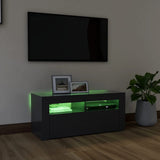 NNEVL TV Cabinet with LED Lights Grey 90x35x40 cm