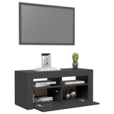 NNEVL TV Cabinet with LED Lights Grey 90x35x40 cm