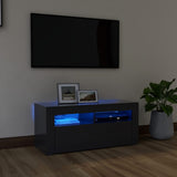 NNEVL TV Cabinet with LED Lights Grey 90x35x40 cm