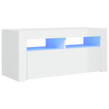 NNEVL TV Cabinet with LED Lights High Gloss White 90x35x40 cm