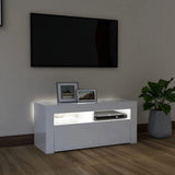 NNEVL TV Cabinet with LED Lights High Gloss White 90x35x40 cm