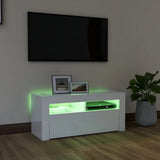 NNEVL TV Cabinet with LED Lights High Gloss White 90x35x40 cm