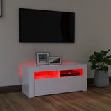 NNEVL TV Cabinet with LED Lights High Gloss White 90x35x40 cm