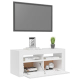 NNEVL TV Cabinet with LED Lights High Gloss White 90x35x40 cm