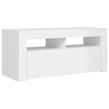 NNEVL TV Cabinet with LED Lights High Gloss White 90x35x40 cm