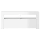NNEVL TV Cabinet with LED Lights High Gloss White 90x35x40 cm