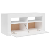 NNEVL TV Cabinet with LED Lights High Gloss White 90x35x40 cm