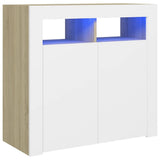 NNEVL Sideboard with LED Lights White and Sonoma Oak 80x35x75 cm