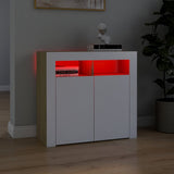 NNEVL Sideboard with LED Lights White and Sonoma Oak 80x35x75 cm