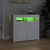 NNEVL Sideboard with LED Lights White and Sonoma Oak 80x35x75 cm