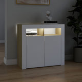NNEVL Sideboard with LED Lights White and Sonoma Oak 80x35x75 cm