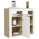 NNEVL Sideboard with LED Lights White and Sonoma Oak 80x35x75 cm