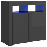 NNEVL Sideboard with LED Lights High Gloss Grey 80x35x75 cm