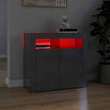 NNEVL Sideboard with LED Lights High Gloss Grey 80x35x75 cm