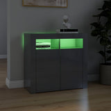 NNEVL Sideboard with LED Lights High Gloss Grey 80x35x75 cm