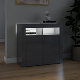 NNEVL Sideboard with LED Lights High Gloss Grey 80x35x75 cm
