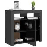 NNEVL Sideboard with LED Lights High Gloss Grey 80x35x75 cm