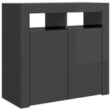 NNEVL Sideboard with LED Lights High Gloss Grey 80x35x75 cm
