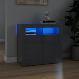 NNEVL Sideboard with LED Lights High Gloss Grey 80x35x75 cm