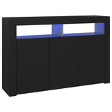 NNEVL Sideboard with LED Lights Black 115.5x30x75 cm