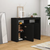 NNEVL Sideboard with LED Lights Black 115.5x30x75 cm