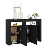 NNEVL Sideboard with LED Lights Black 115.5x30x75 cm