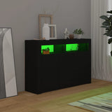 NNEVL Sideboard with LED Lights Black 115.5x30x75 cm