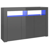 NNEVL Sideboard with LED Lights High Gloss Grey 115.5x30x75 cm