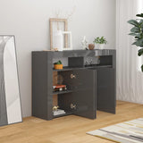 NNEVL Sideboard with LED Lights High Gloss Grey 115.5x30x75 cm