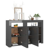 NNEVL Sideboard with LED Lights High Gloss Grey 115.5x30x75 cm