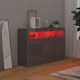 NNEVL Sideboard with LED Lights High Gloss Grey 115.5x30x75 cm