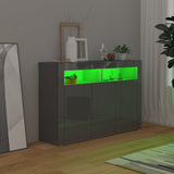 NNEVL Sideboard with LED Lights High Gloss Grey 115.5x30x75 cm