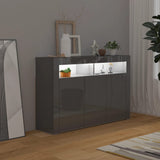 NNEVL Sideboard with LED Lights High Gloss Grey 115.5x30x75 cm