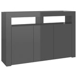 NNEVL Sideboard with LED Lights High Gloss Grey 115.5x30x75 cm