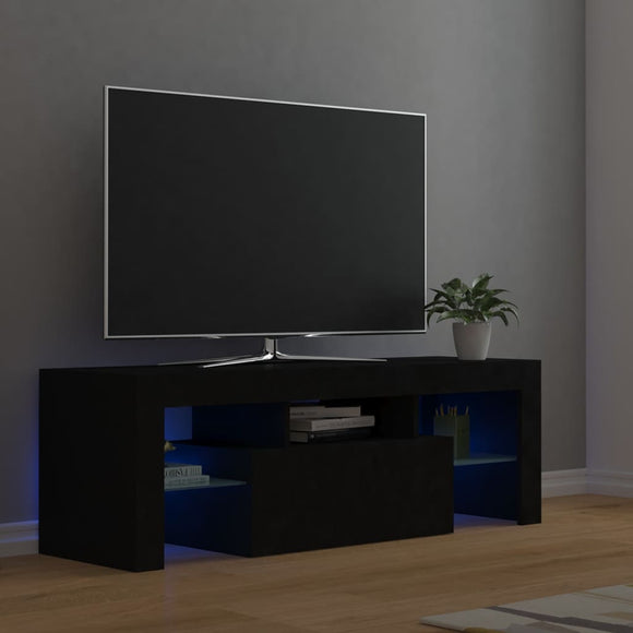 NNEVL TV Cabinet with LED Lights Black 120x35x40 cm