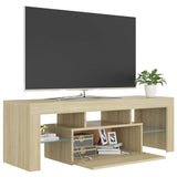 NNEVL TV Cabinet with LED Lights Sonoma Oak 120x35x40 cm