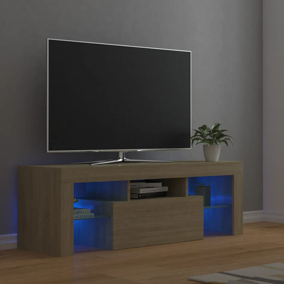 NNEVL TV Cabinet with LED Lights Sonoma Oak 120x35x40 cm