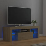 NNEVL TV Cabinet with LED Lights Sonoma Oak 120x35x40 cm