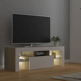 NNEVL TV Cabinet with LED Lights White and Sonoma Oak 120x35x40 cm