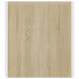 NNEVL TV Cabinet with LED Lights White and Sonoma Oak 120x35x40 cm
