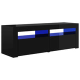 NNEVL TV Cabinet with LED Lights High Gloss Black 120x35x40 cm