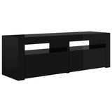 NNEVL TV Cabinet with LED Lights High Gloss Black 120x35x40 cm