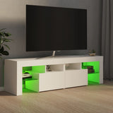 NNEVL TV Cabinet with LED Lights White 140x36.5x40 cm