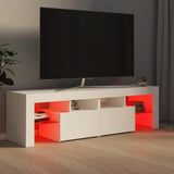 NNEVL TV Cabinet with LED Lights White 140x36.5x40 cm