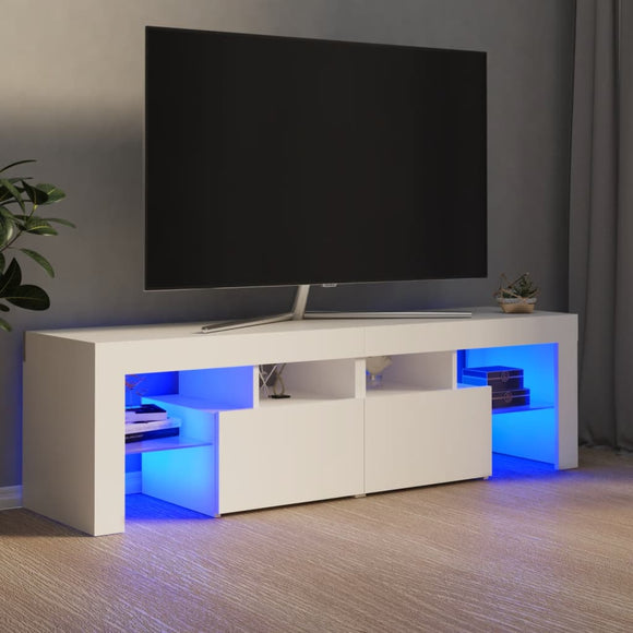 NNEVL TV Cabinet with LED Lights White 140x36.5x40 cm
