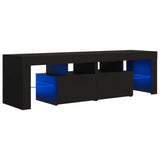 NNEVL TV Cabinet with LED Lights Black 140x36.5x40 cm